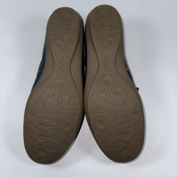 Hotter Shoes Women's 10 M Navy Blue Honiton Slip-On Loafers Leather Stitching - Picture 7 of 9